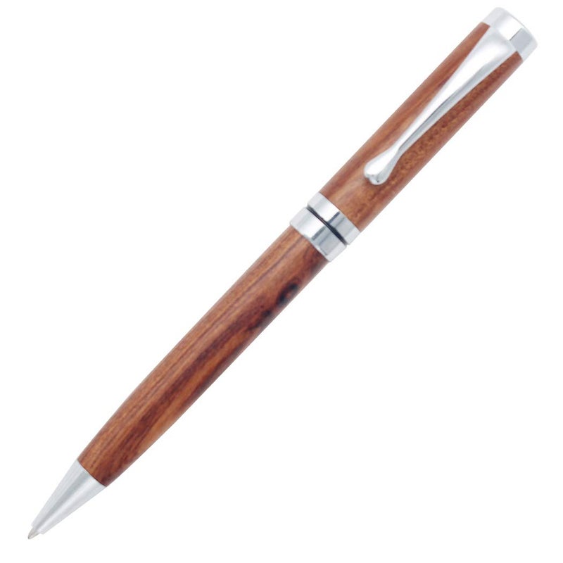 Gullor Handcrafted Rosewood Retractable Ballpoint Pen, Natural Wood Pen, Silver Clip - Image 2